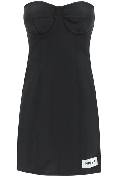 Dolce & Gabbana Strapless Stretch Silk-blend Twill Mini Dress In Black