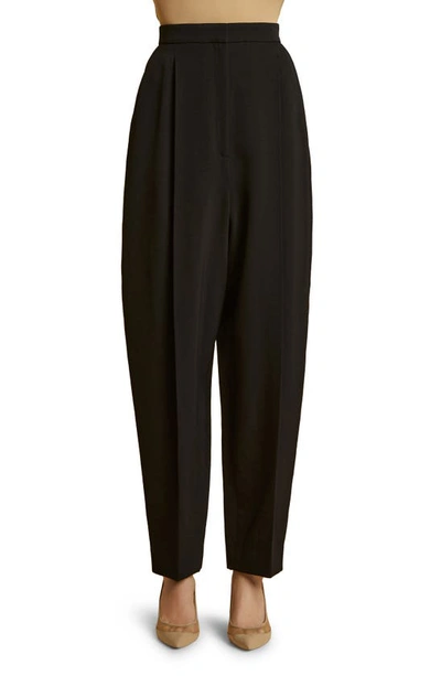 Khaite Ashford Pleated Wool-blend Twill Tapered Trousers In Black