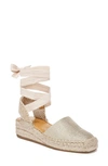 Franco Sarto Britney Ankle Wrap Espadrille Sandal In Platino Beige Fabric