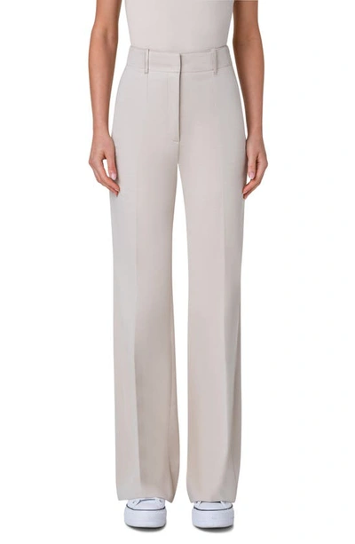 Akris Wide Leg Gabardine Trousers In Greige