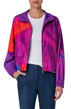 Akris Graziell Superimposition Print Silk Techno Organza Track Jacket In Purple-multicolor