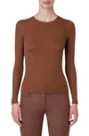 Akris Silk Cotton Seamless Rib Fitted Sweater In Vicuna