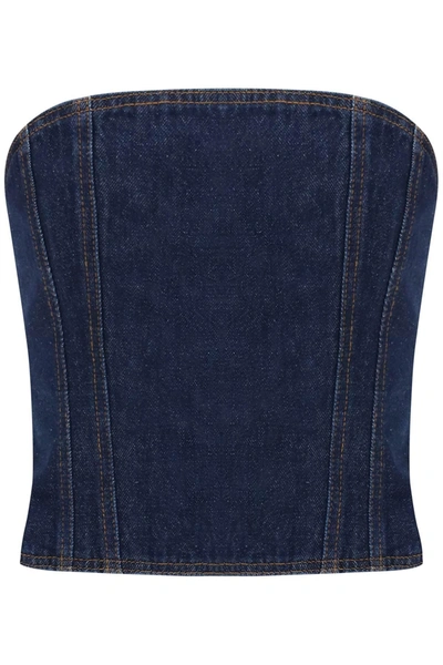 Magda Butrym Cropped Denim Bustier Top In Blue