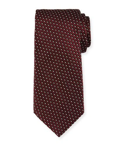 Ermenegildo Zegna Diagonal Diamonds Silk Tie, Red