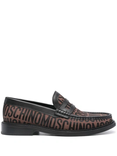 Moschino Logo-print Loafers In Brown