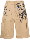 Moschino Pleated Turn-up Shorts In Stretch-cotton Twill In Beige