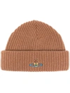 Vivienne Westwood Orb-embroidered Wool Beanie In Brown