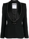 Moschino Spike-embellished Bar-pin Blazer In Black