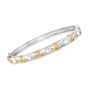Ross-simons 3.5-4mm Cultured Pearl Bangle Bracelet In 2-tone Sterling Silver In Silver