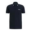 Hugo Boss Cotton-blend Polo Shirt With Contrast Logos In Dark Blue