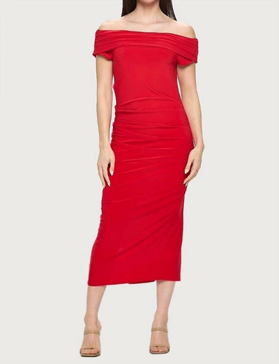 Last Tango Boat Neck Maxi Dress With Side Slit In Red