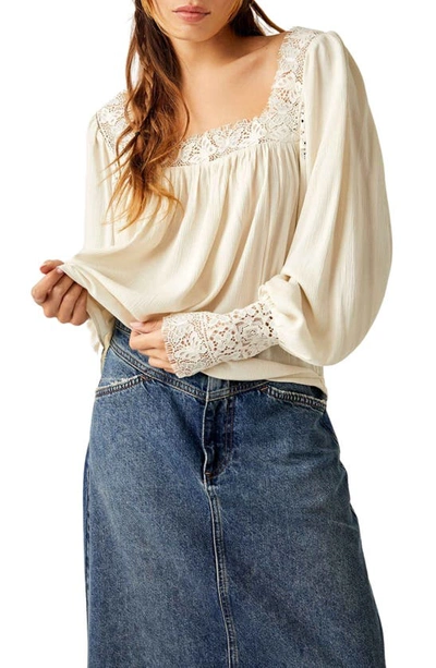 Free People Flutter By Square Neck Lace Trim Top In Multi