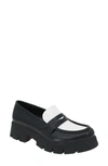 Bcbgeneration Rama Platform Penny Loafer In Black-cloud Dancer