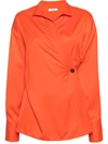 Ferragamo Shirt With Asymmetrical Closure Orange Women In Mandarin