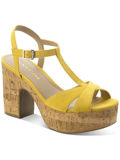 Sun + Stone Womens Cork Strappy Platform Sandals In Yellow