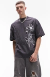 TOPMAN EMBROIDERED PREMIUM OVERSIZE GRAPHIC T-SHIRT