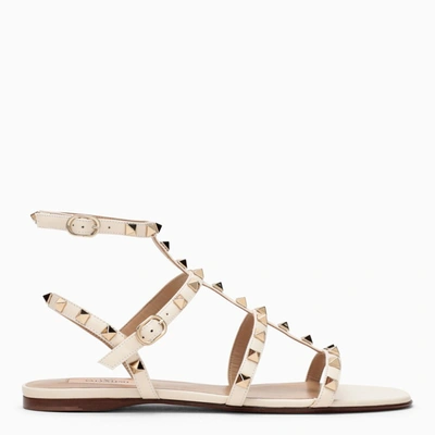 Valentino Garavani Ivory Rockstud Low Sandal In White