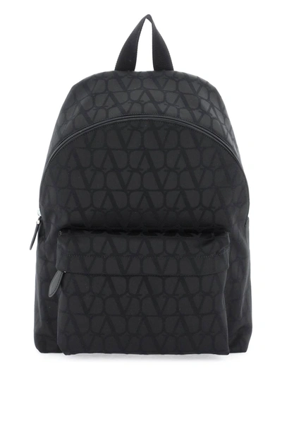 Valentino Garavani Toile Iconographe Backpack In Black