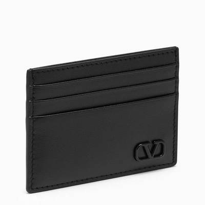 Valentino Garavani Vlogo Black Leather Card Case Men