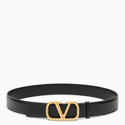 Valentino Garavani Vlogo Black/gold Leather Belt Men
