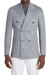 Jack Victor Hill Soft Constructed Double Breasted Wool Blend Sport Coat In Light Grey