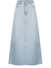 Agolde Hilla Mid-rise Back-slit Maxi Skirt In Practice In Blue