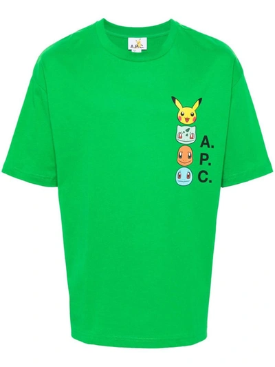 Apc A.p.c. Tshirt Pokémon The Portrait H Clothing In Green