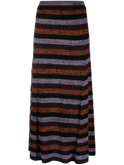 Ganni Sprayed Merino Rib Maxi Skirt In Multicoloured