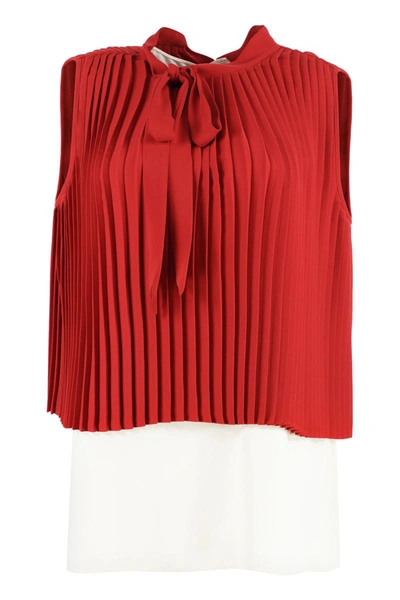 Mm6 Maison Margiela Pleated Top In Red