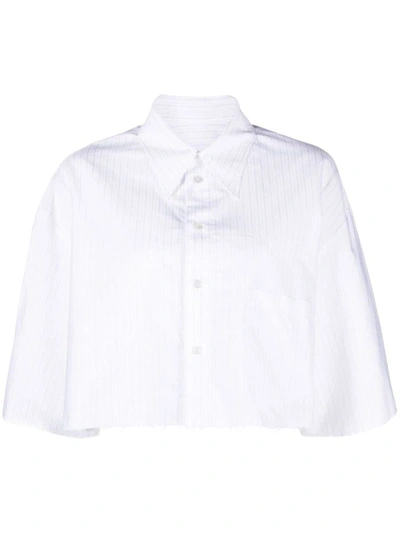 Mm6 Maison Margiela Striped Cropped Shirt In White