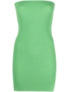 Nanushka Brynn Ribbed-knit Strapless Top In Green