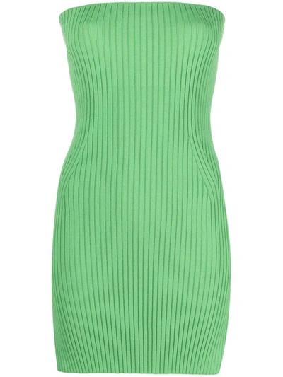 Nanushka Brynn Ribbed-knit Strapless Top In Green