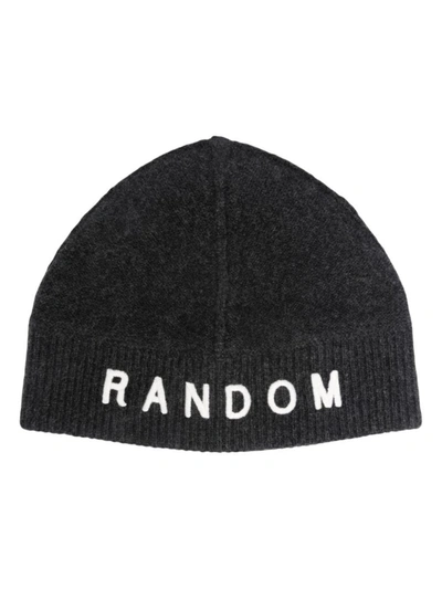Random Identities Slogan-embroidered Ribbed-knit Beanie In 10050 Grey