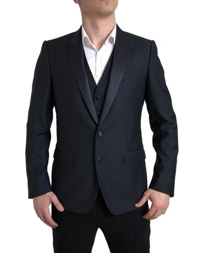 Dolce & Gabbana Blue 2 Piece Single Breasted Martini Suit
