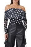 Afrm Maxine Polka Dot Off The Shoulder Bodysuit In Diagonal Dot