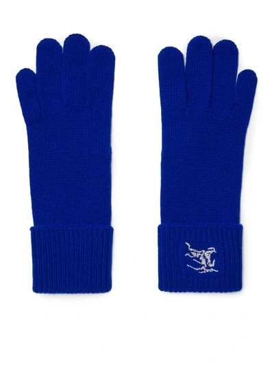 Burberry Lg Ekd Cashmere Gloves In Blue