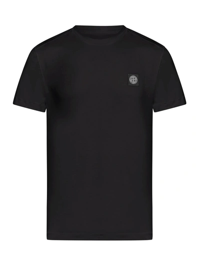 Stone Island T-shirt With Logo Patch In Black
