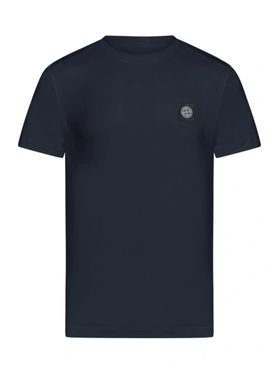 Stone Island T-shirt With Logo Patch In Blue