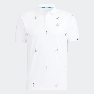 Adidas Originals Men's Adidas Aeroready Play Green Graphic Polo Shirt In White
