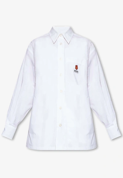 Kenzo Boke Flower  Crest Oxford Shirt In White