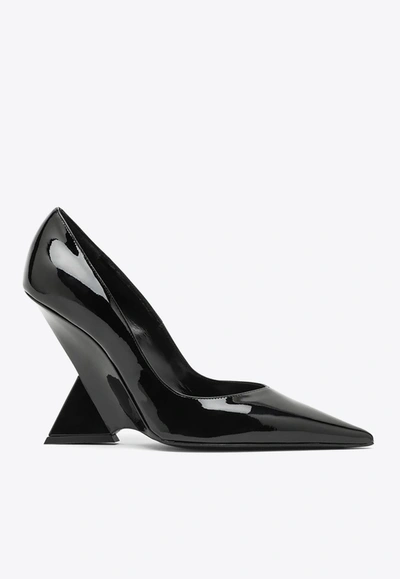 Attico Cheope 105 Patent Leather Wedge Pumps In Black