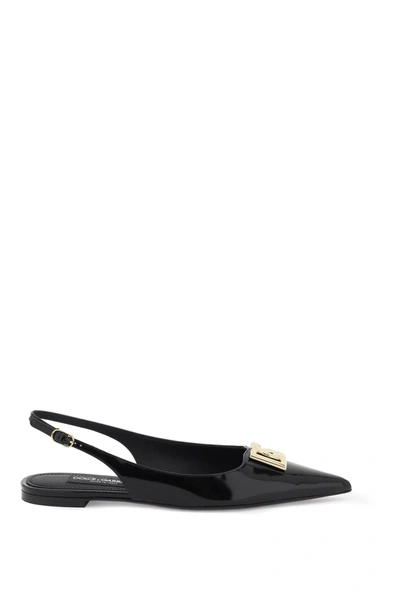 DOLCE & GABBANA DOLCE & GABBANA SLINGBACK BALLET FLATS WITH DG LOGO