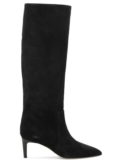 Paris Texas Suede Stiletto Tall Boots In Black