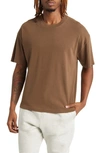 Elwood Boxy Heavyweight Cotton Crop T-shirt In Tobacco