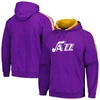 MITCHELL & NESS MITCHELL & NESS PURPLE UTAH JAZZ HARDWOOD CLASSICS NIGHTS RAGLAN PULLOVER HOODIE