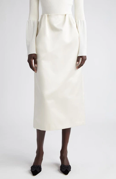 Altuzarra Karina Gathered Satin Midi Skirt In Ivory