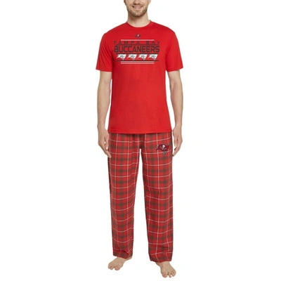 CONCEPTS SPORT CONCEPTS SPORT RED/PEWTER TAMPA BAY BUCCANEERS ARCTIC T-SHIRT & FLANNEL PANTS SLEEP SET