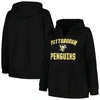PROFILE PROFILE BLACK PITTSBURGH PENGUINS PLUS SIZE ARCH OVER LOGO PULLOVER HOODIE