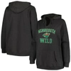 PROFILE PROFILE HEATHER CHARCOAL MINNESOTA WILD PLUS SIZE ARCH OVER LOGO PULLOVER HOODIE