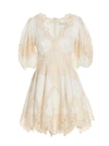 Zimmermann Tiggy Embroidered Linen Mini Dress In White